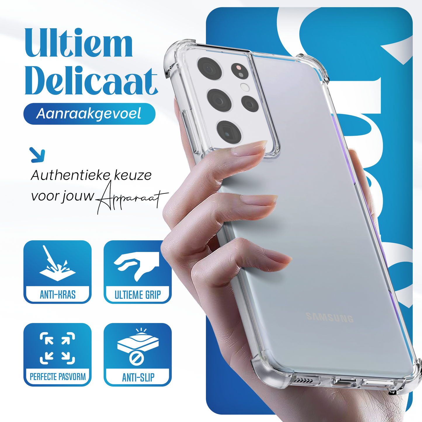 iTech Combo: 2 Screenprotectors & 1 Bumper Hoes voor Samsung Galaxy S21 Ultra – 3-in-1 Bescherming