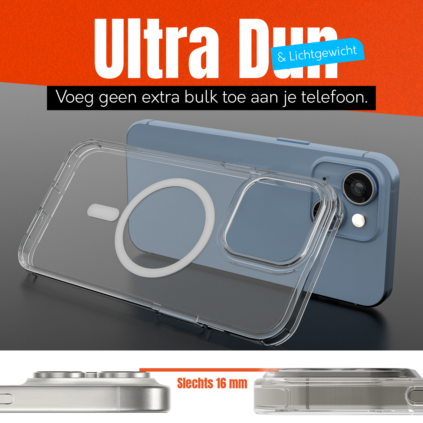 My Case Transparant MagSafe Hoesje voor iPhone 14 plus – Slank, Sterk & MagSafe-Klaar