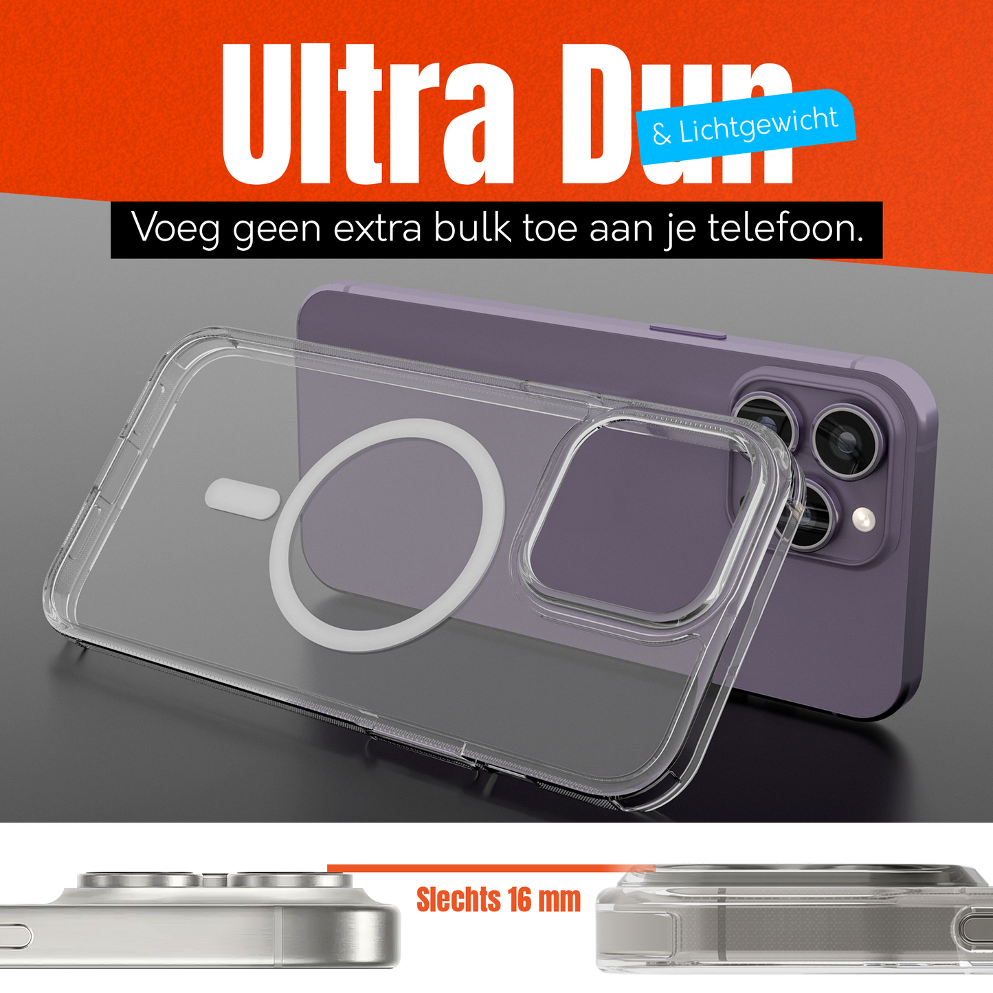 My Case Transparant MagSafe Hoesje voor iPhone 14 Pro Max – Slank, Sterk & MagSafe-Klaar