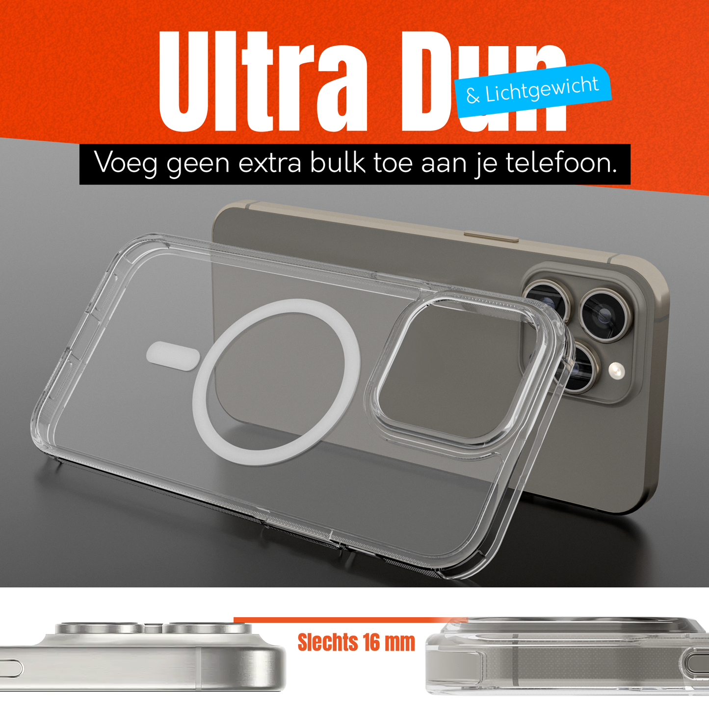 My Case Transparant MagSafe Hoesje voor iPhone 15 Pro Max – Slank, Sterk & MagSafe-Klaar