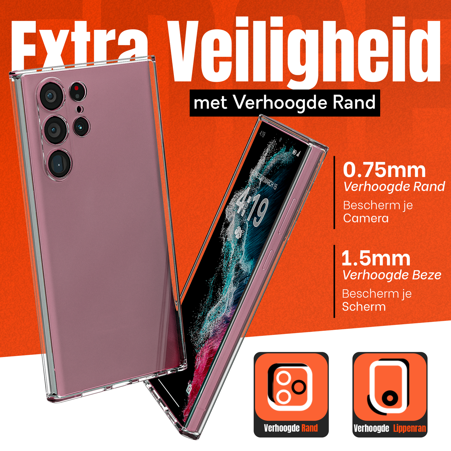 My Case Transparante Hoes voor Samsung Galaxy S22 Ultra – Langdurig Helder