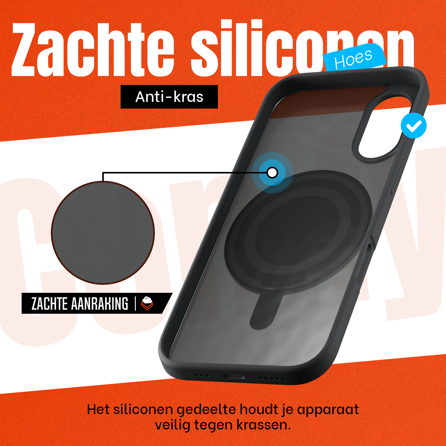 iPhone 16 Plus Hoesje – Shockproof MagSafe Case met 360° Ring Stand Zwart