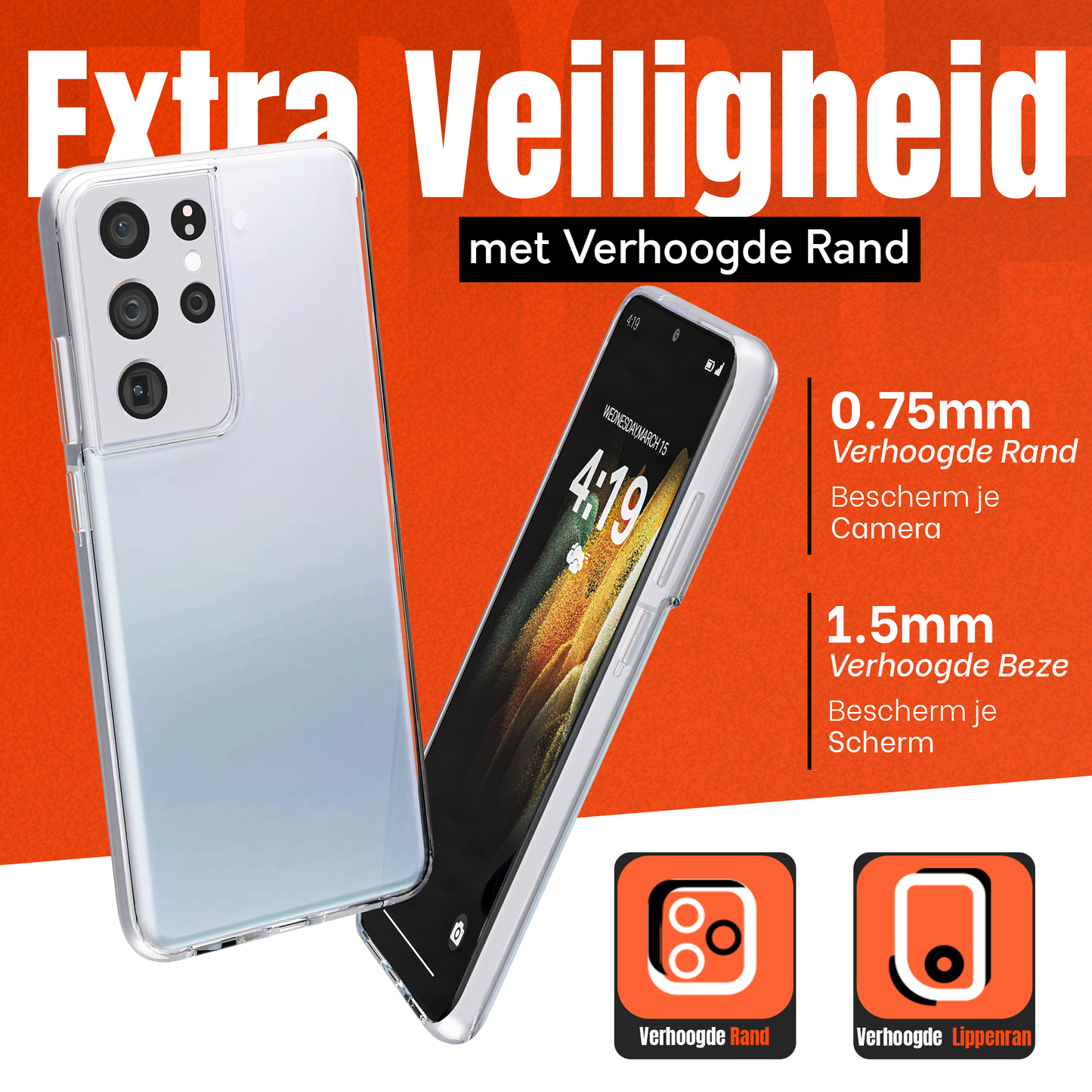 My Case Transparante Hoes voor Samsung Galaxy S21 Ultra – Langdurig Helder
