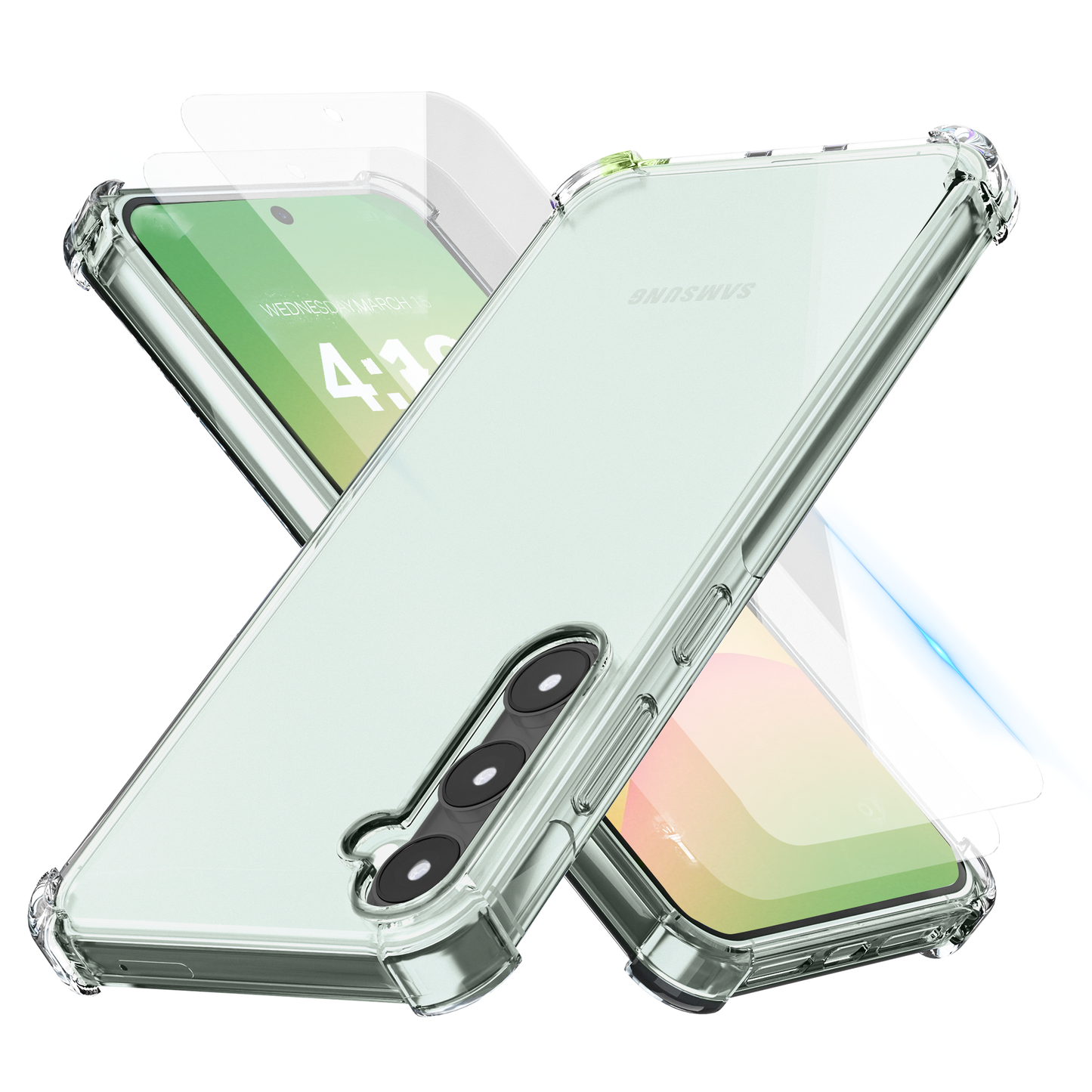 Samsung A56 Hoesje - 2x Screenprotector – Transparante Anti-Shock Case