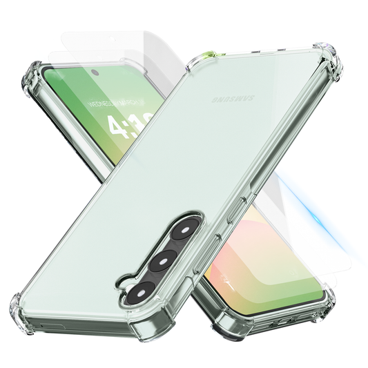 Samsung A56 Hoesje - 2x Screenprotector – Transparante Anti-Shock Case