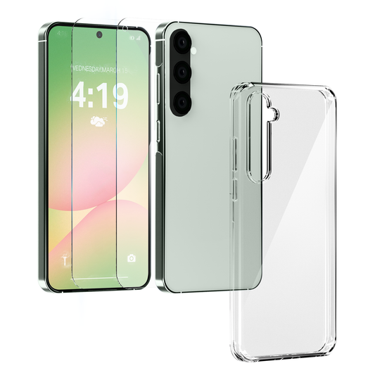 Samsung A56 Hoesje Transparant + 2x Screenprotector – Anti-Shock Beschermset
