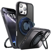 iPhone 16 Pro Hoesje – Shockproof MagSafe Case met 360 Ring Stand Zwart