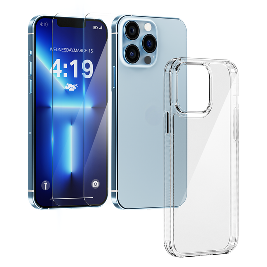 My Case Combo: Transparante Hoes met 2 Screenprotectors voor iPhone 13 Pro Max – Extra Veiligheid