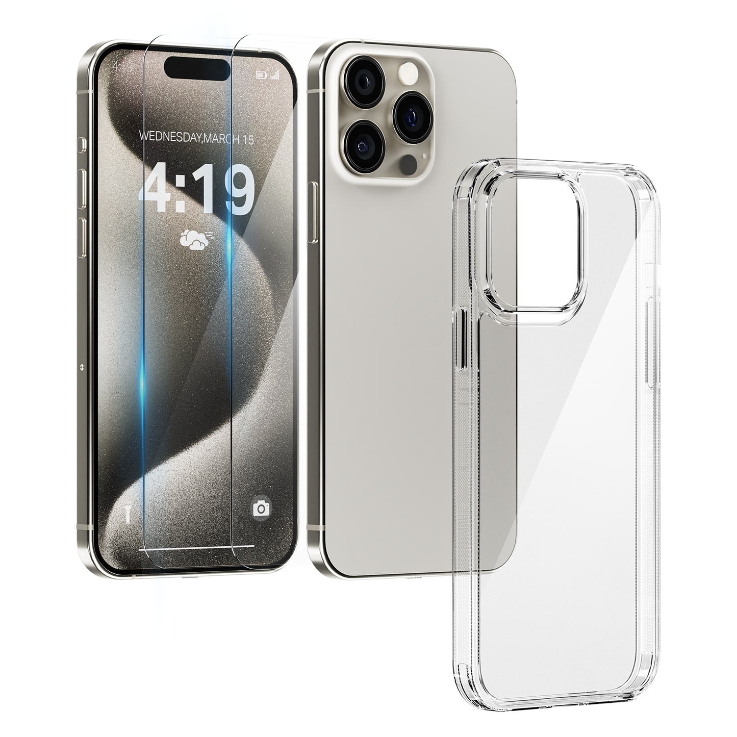 My Case Combo: Transparante Hoes met 2 Screenprotectors voor iPhone 15 Pro Max – Extra Veiligheid