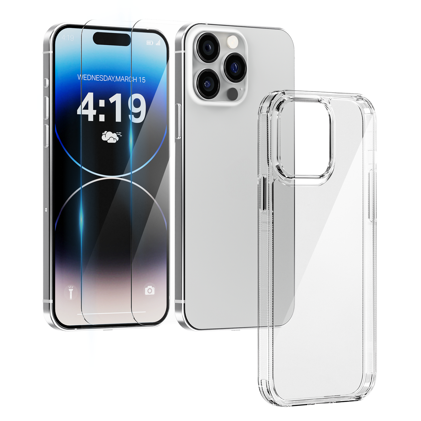 My Case Combo: Transparante Hoes met 2 Screenprotectors voor iPhone 14 Pro – Extra Veiligheid