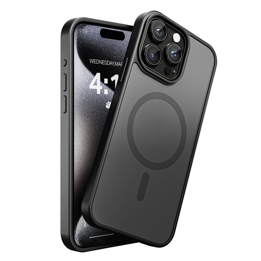 My Case Zwart MagSafe Hoesje geschikt voor iPhone 15 Pro Max – Slank, Sterk & MagSafe-Klaar