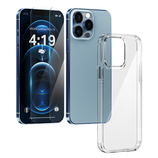 My Case Combo: Transparante Hoes met 2 Screenprotectors voor iPhone 12 Pro Max – Extra Veiligheid