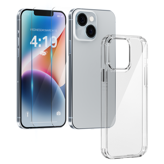 My Case Combo: Transparante Hoes met 2 Screenprotectors voor iPhone 13/14 – Extra Veiligheid