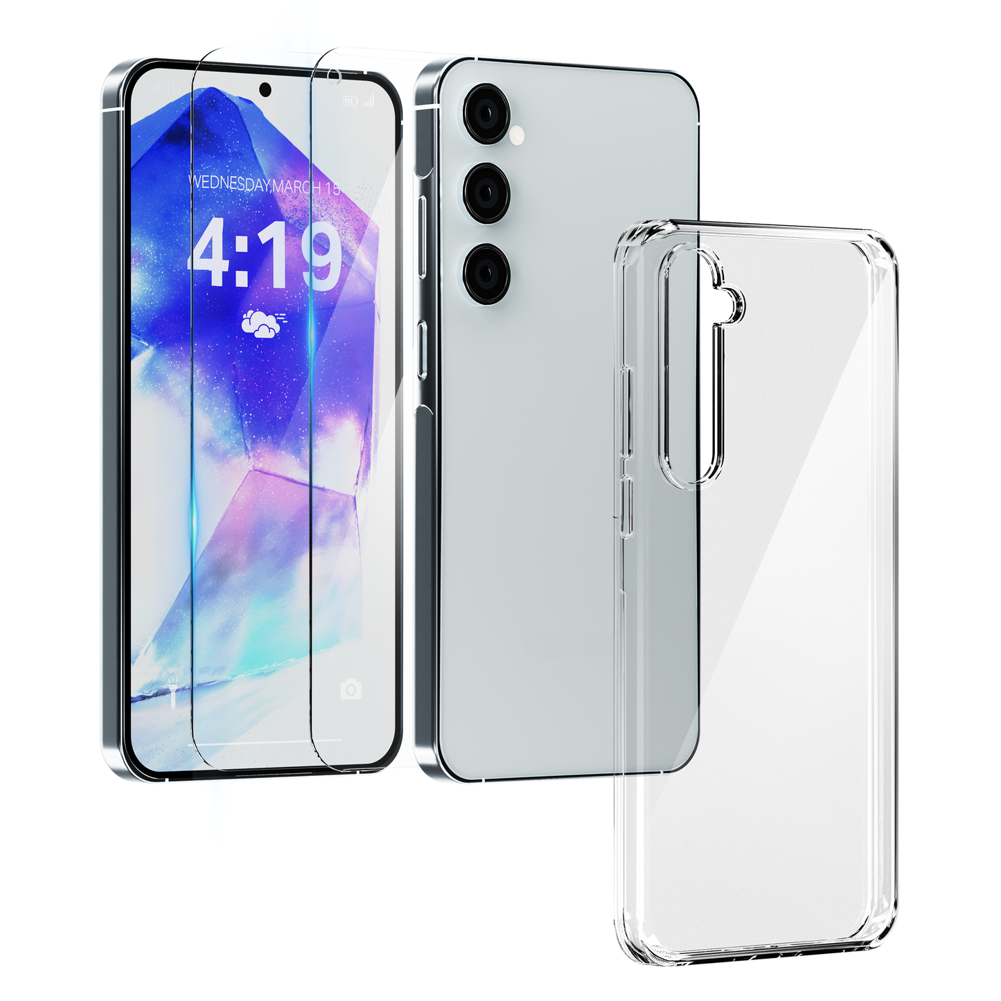 My Case Combo: Transparante Hoes met 2 Screenprotectors voor Samsung Galaxy A55 – Extra Veiligheid