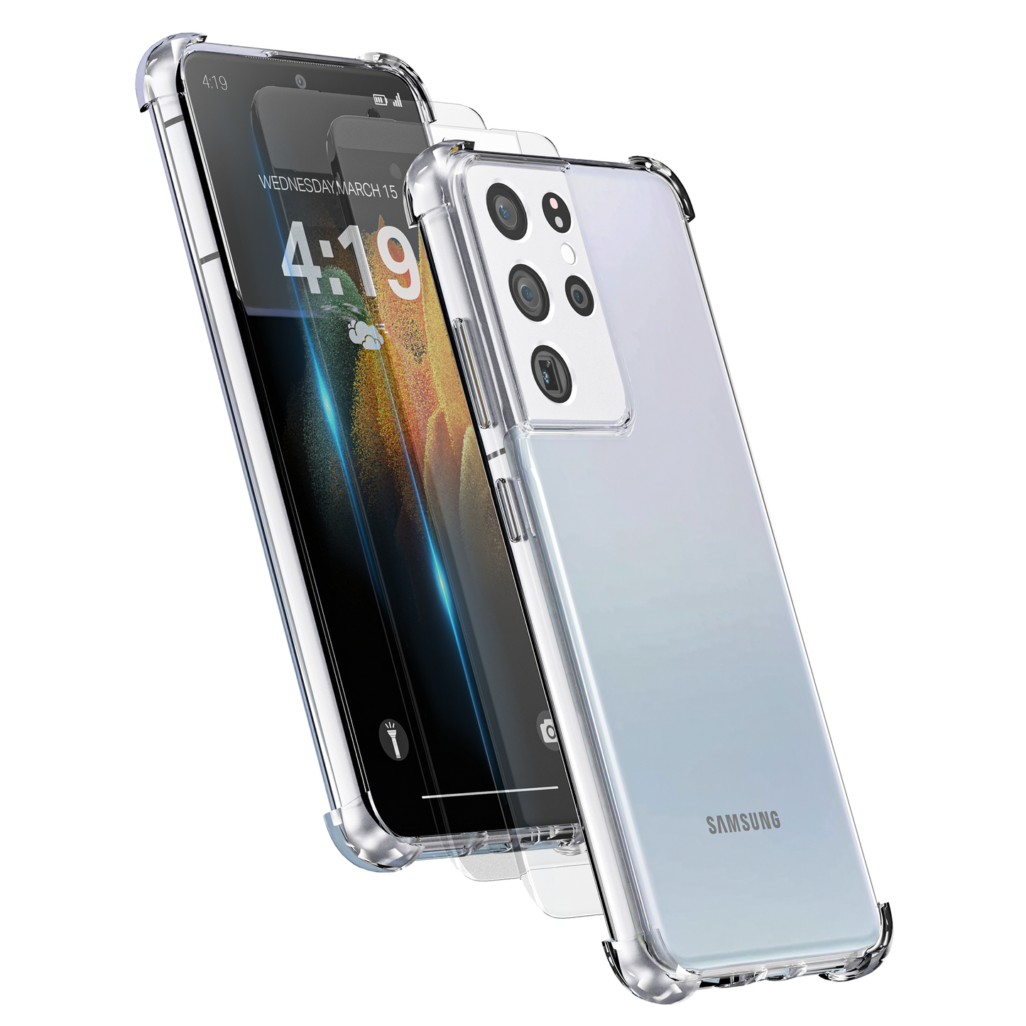 iTech Combo: 2 Screenprotectors & 1 Bumper Hoes voor Samsung Galaxy S21 Ultra – 3-in-1 Bescherming