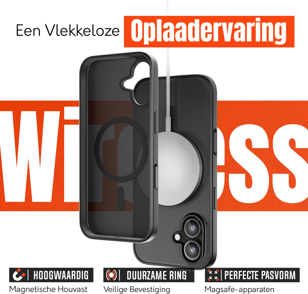 My Case Zwart MagSafe Hoesje voor iPhone 16 Plus – Slank & Sterk Telefoonhoesje