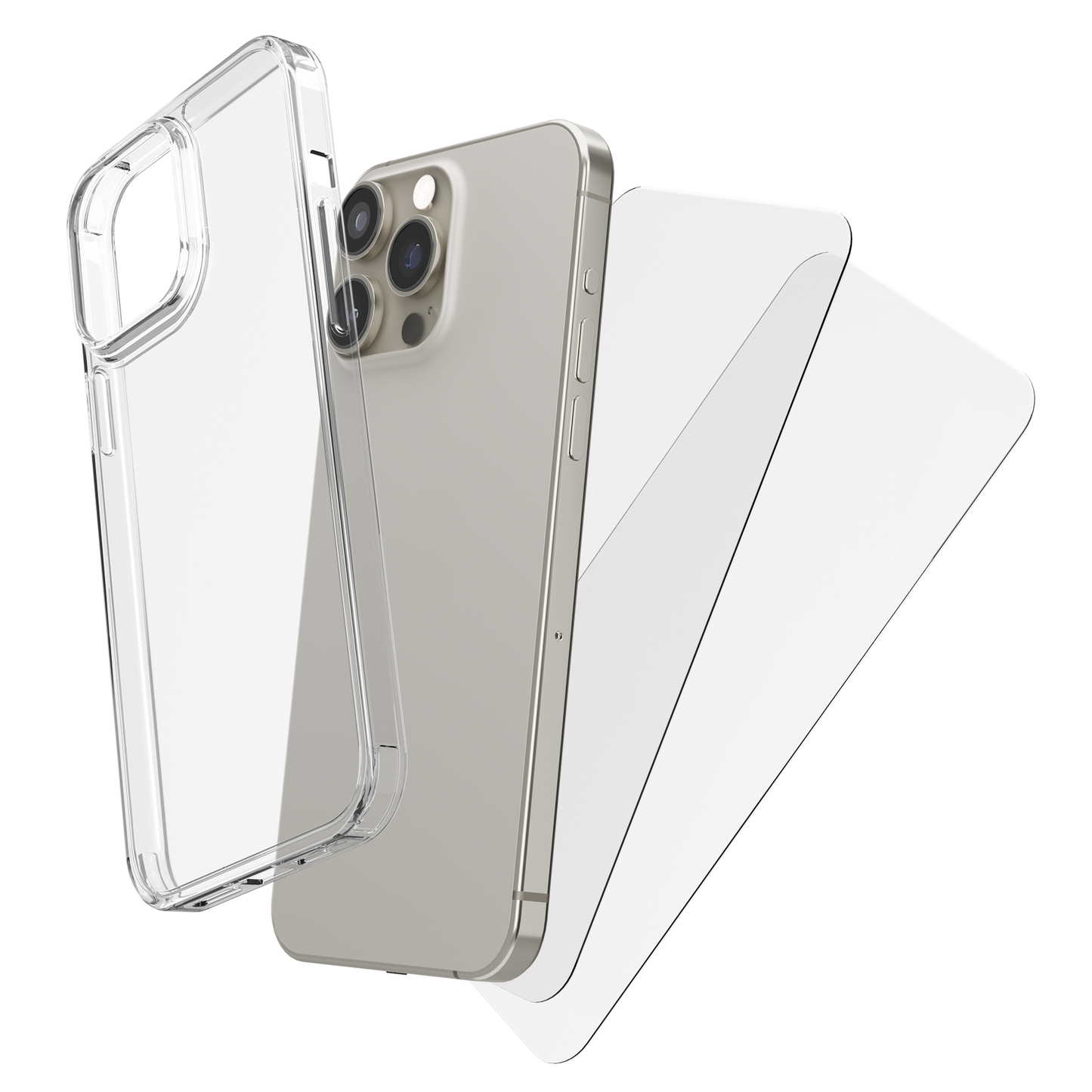 My Case Combo: Transparante Hoes met 2 Screenprotectors voor iPhone 15 Pro – Extra Veiligheid