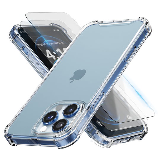 iTech Combo: 2 Screenprotectors & 1 Bumper Hoes voor iPhone 12 Pro Max  – 3-in-1 Bescherming