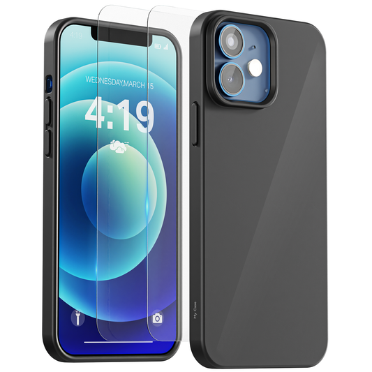 My Case Combo: Zwarte Siliconen Hoes met 2 Screenprotectors voor iPhone 12 mini – Extra Veiligheid