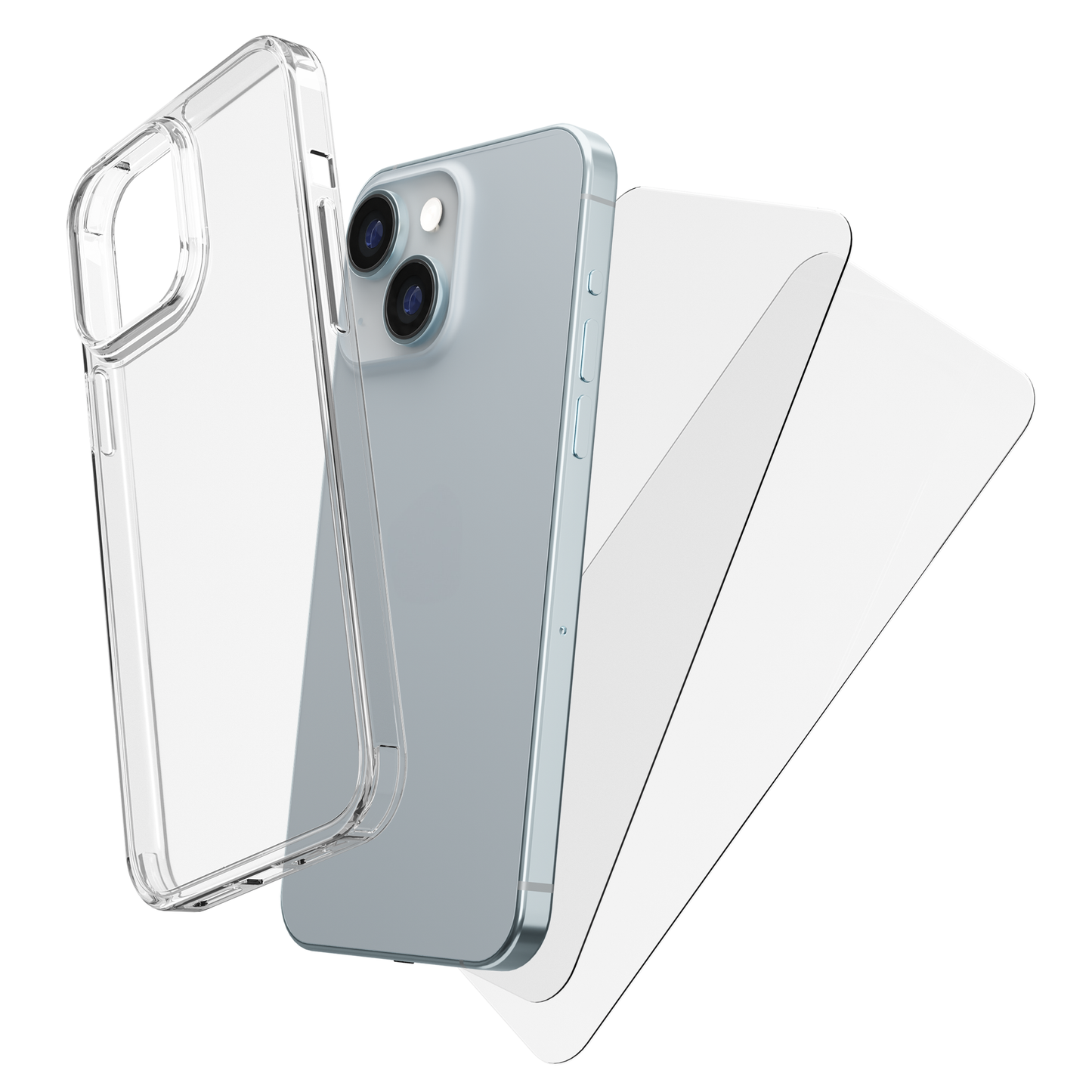 My Case Combo: Transparante Hoes met 2 Screenprotectors voor iPhone 15 plus – Extra Veiligheid