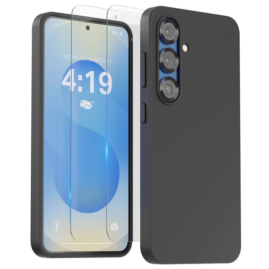 Samsung S25 Plus Hoesje Zwart + 2x Screenprotector – Anti-Shock Beschermset