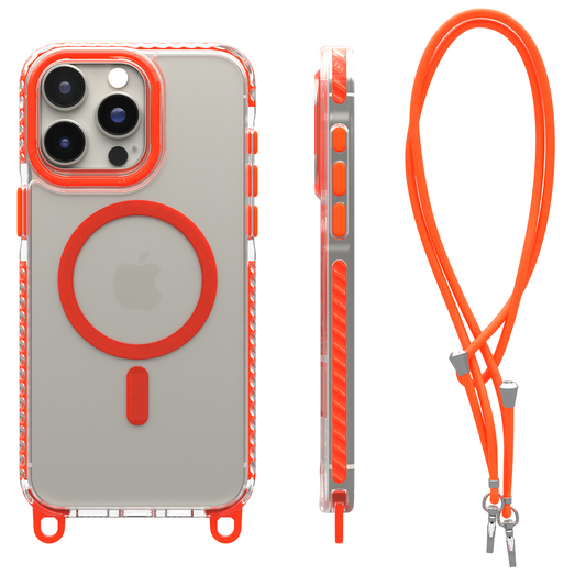 My Case Transparent Orange Silicone Case with Cord for iPhone 15 Pro