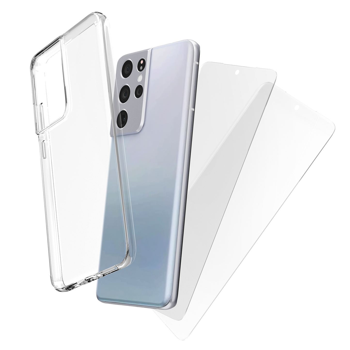 My Case Combo: Transparante Hoes met 2 Screenprotectors voor Samsung Galaxy S21 Ultra – Extra Veiligheid