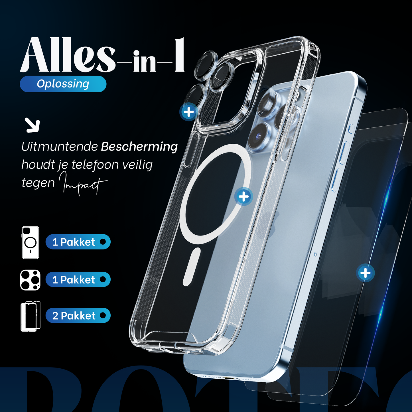 iTech COMBO voor iPhone 13 Pro Max – Complete 4-in-1 Bescherming