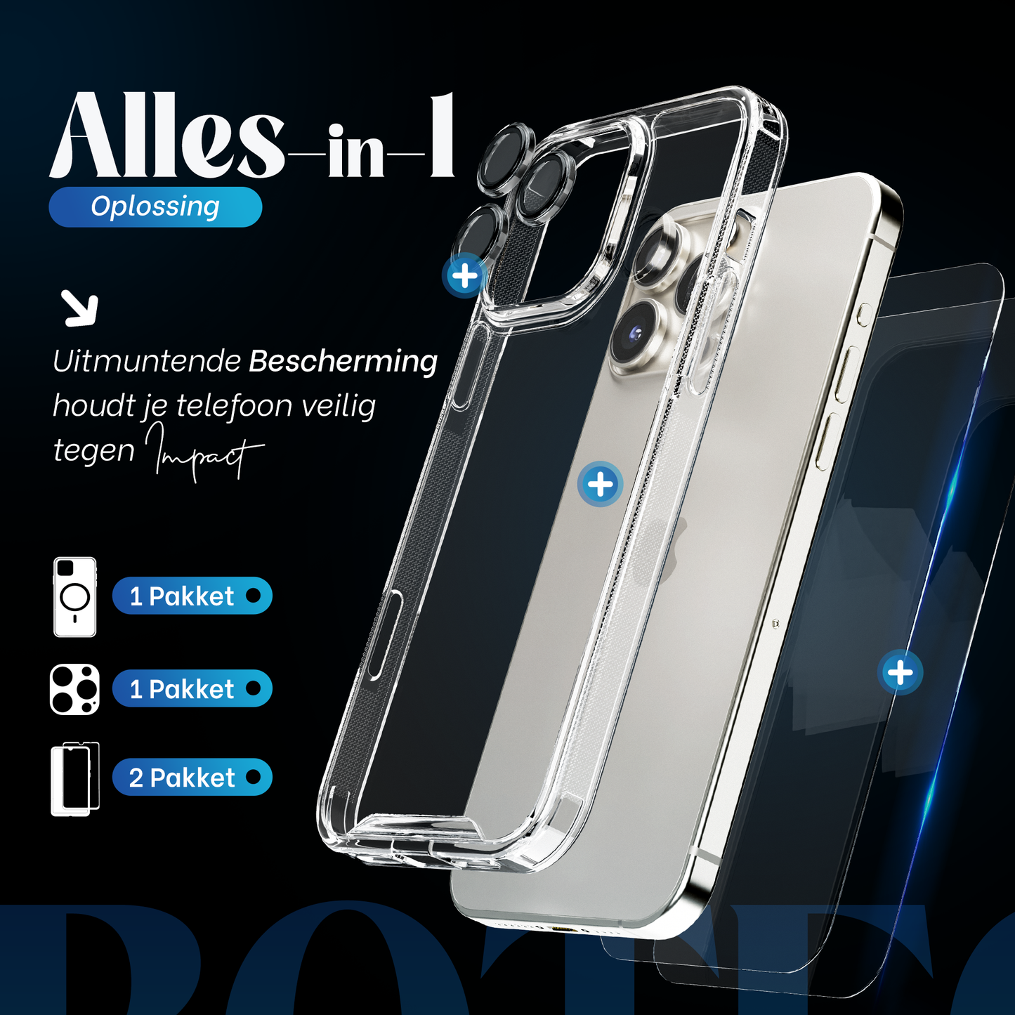 iTech COMBO voor iPhone 16 Pro Max – Complete 4-in-1 Bescherming