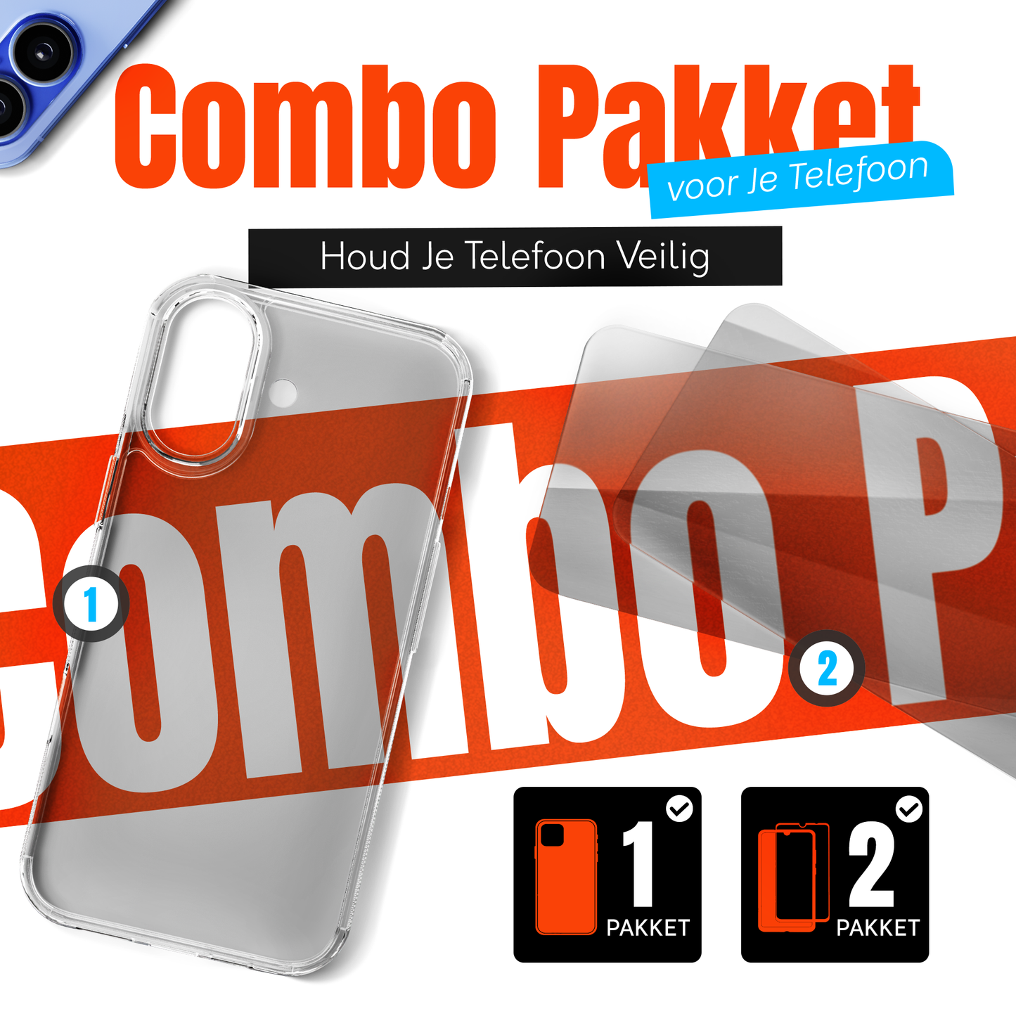 My Case Combo: Transparante Hoes met 2 Screenprotectors voor iPhone 16 plus – Extra Veiligheid