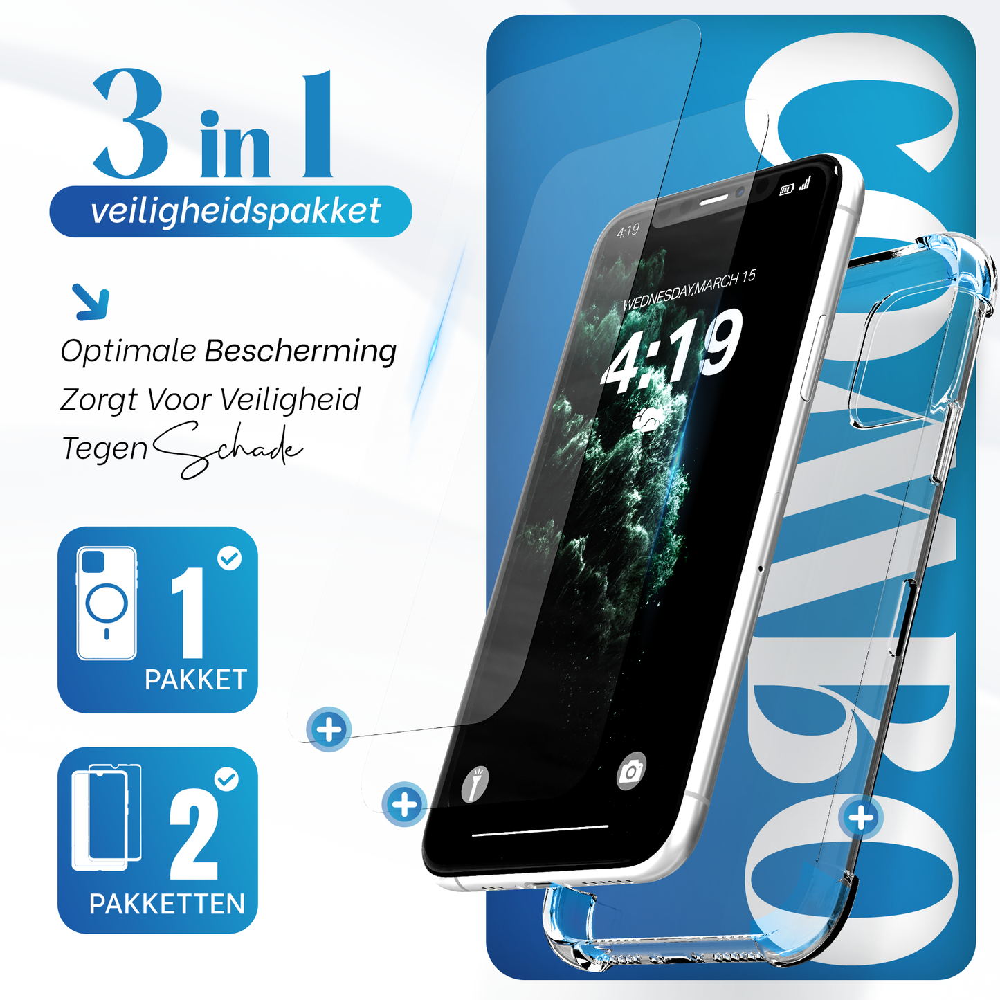 My Case Combo: Transparante Hoes met 2 Screenprotectors voor iPhone 11 Pro Max – Extra Veiligheid