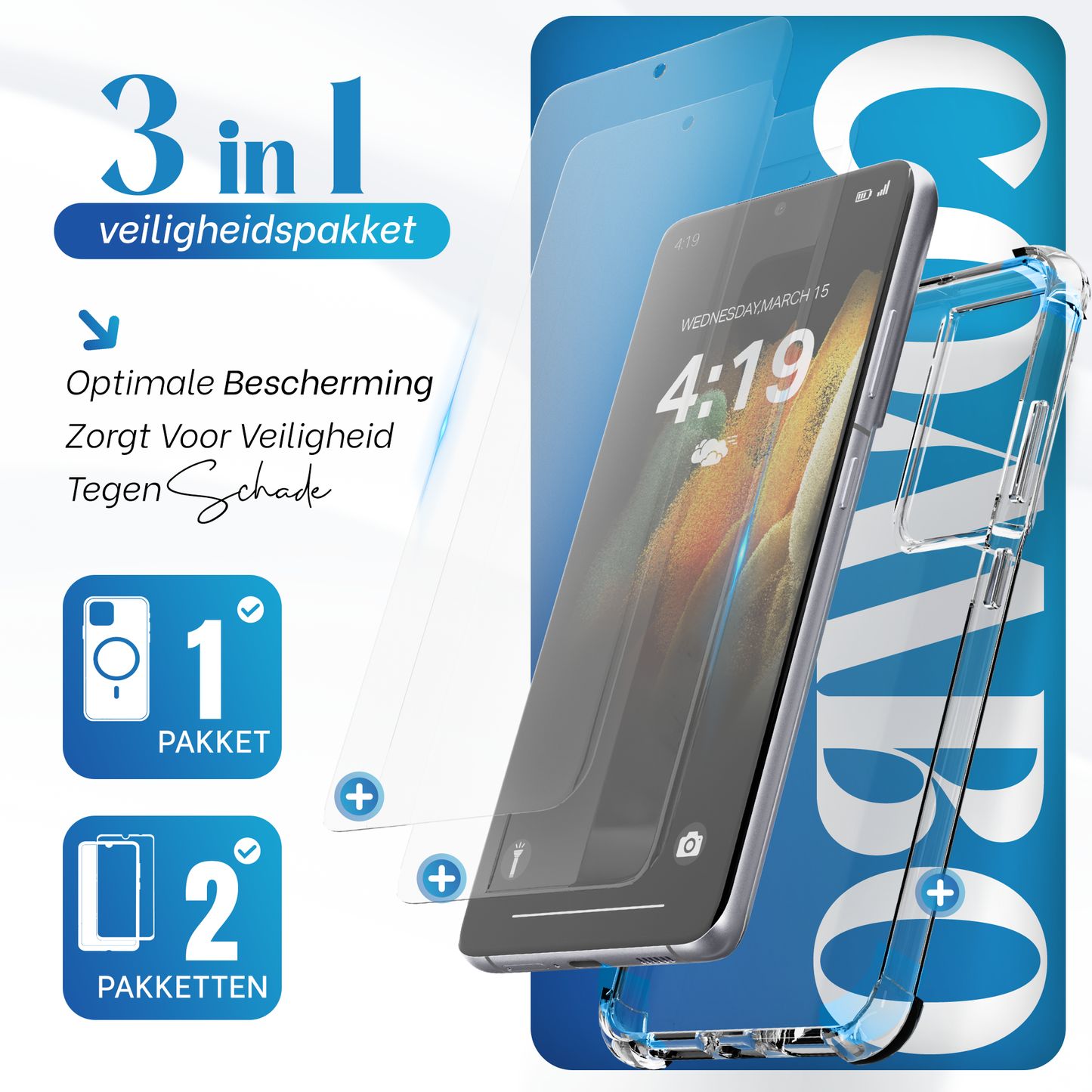 iTech Combo: 2 Screenprotectors & 1 Bumper Hoes voor Samsung Galaxy S21 Ultra – 3-in-1 Bescherming