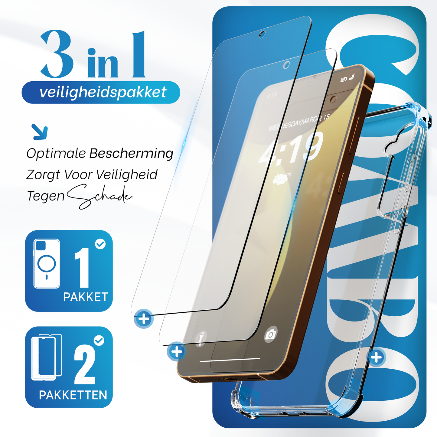 iTech Combo: 2 Screenprotectors & 1 Bumper Hoes voor Samsung Galaxy S24 – 3-in-1 Bescherming