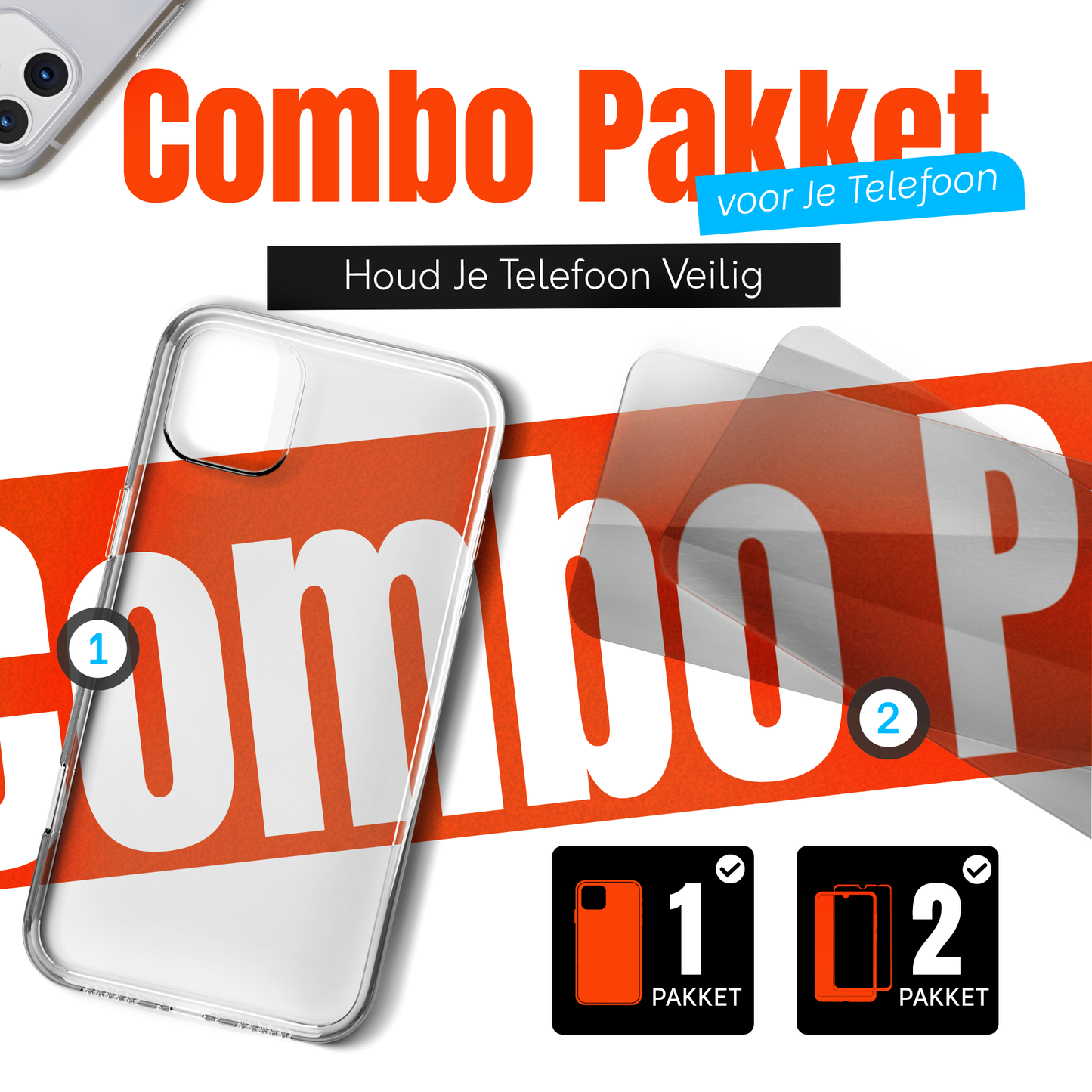 My Case Combo: Transparante Hoes met 2 Screenprotectors voor iPhone 11 – Extra Veiligheid
