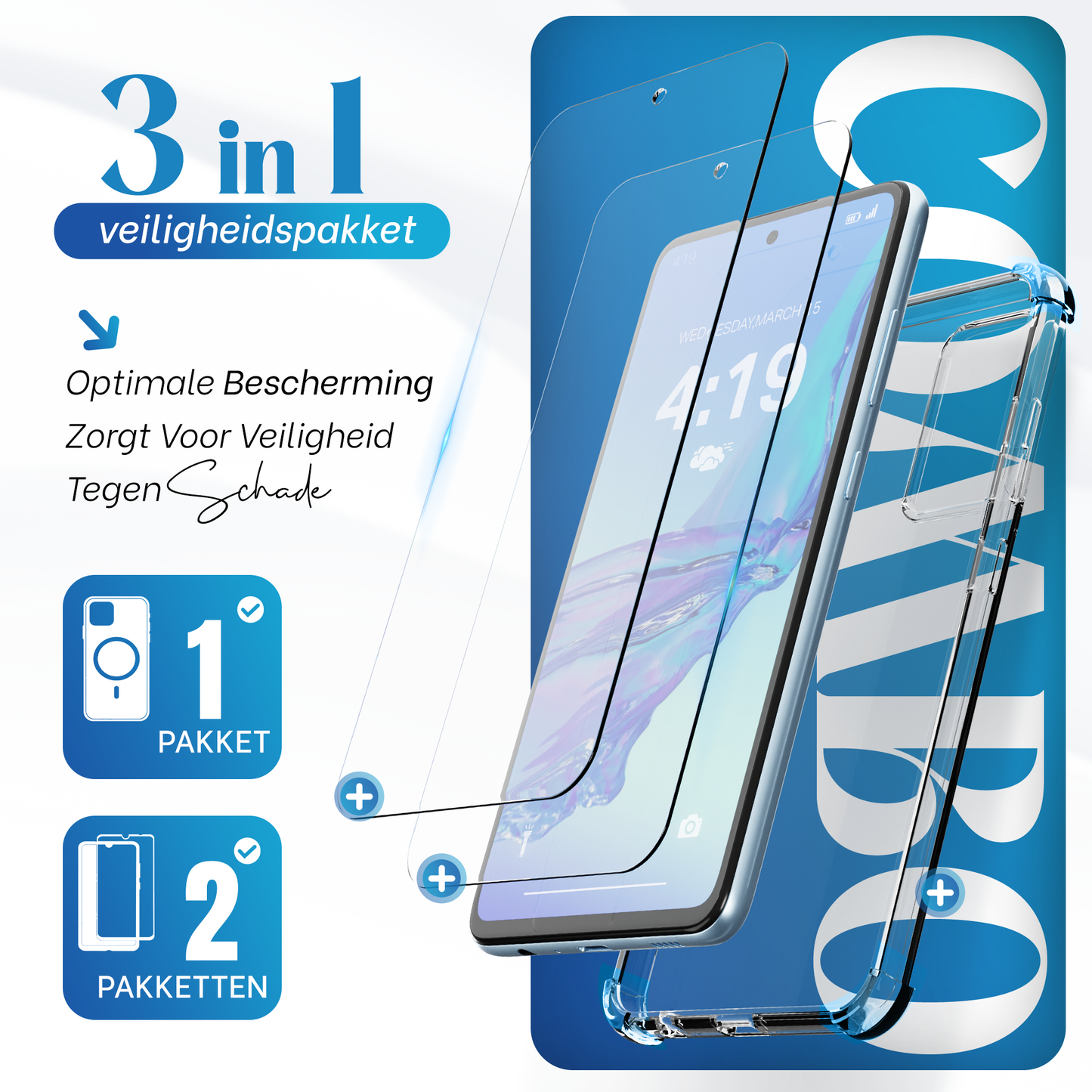 iTech Combo: 2 Screenprotectors & 1 Bumper Hoes voor Samsung Galaxy A53 – 3-in-1 Bescherming