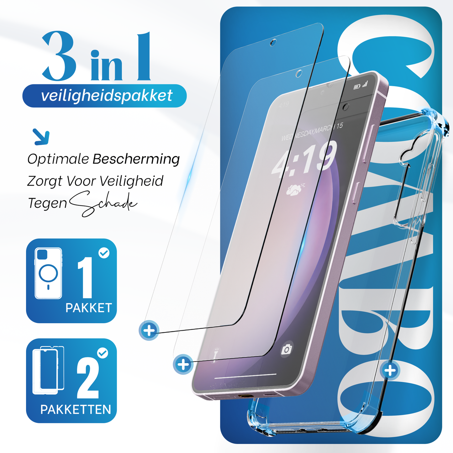 iTech Combo: 2 Screenprotectors & 1 Bumper Hoes voor Samsung Galaxy S23 Plus – 3-in-1 Bescherming