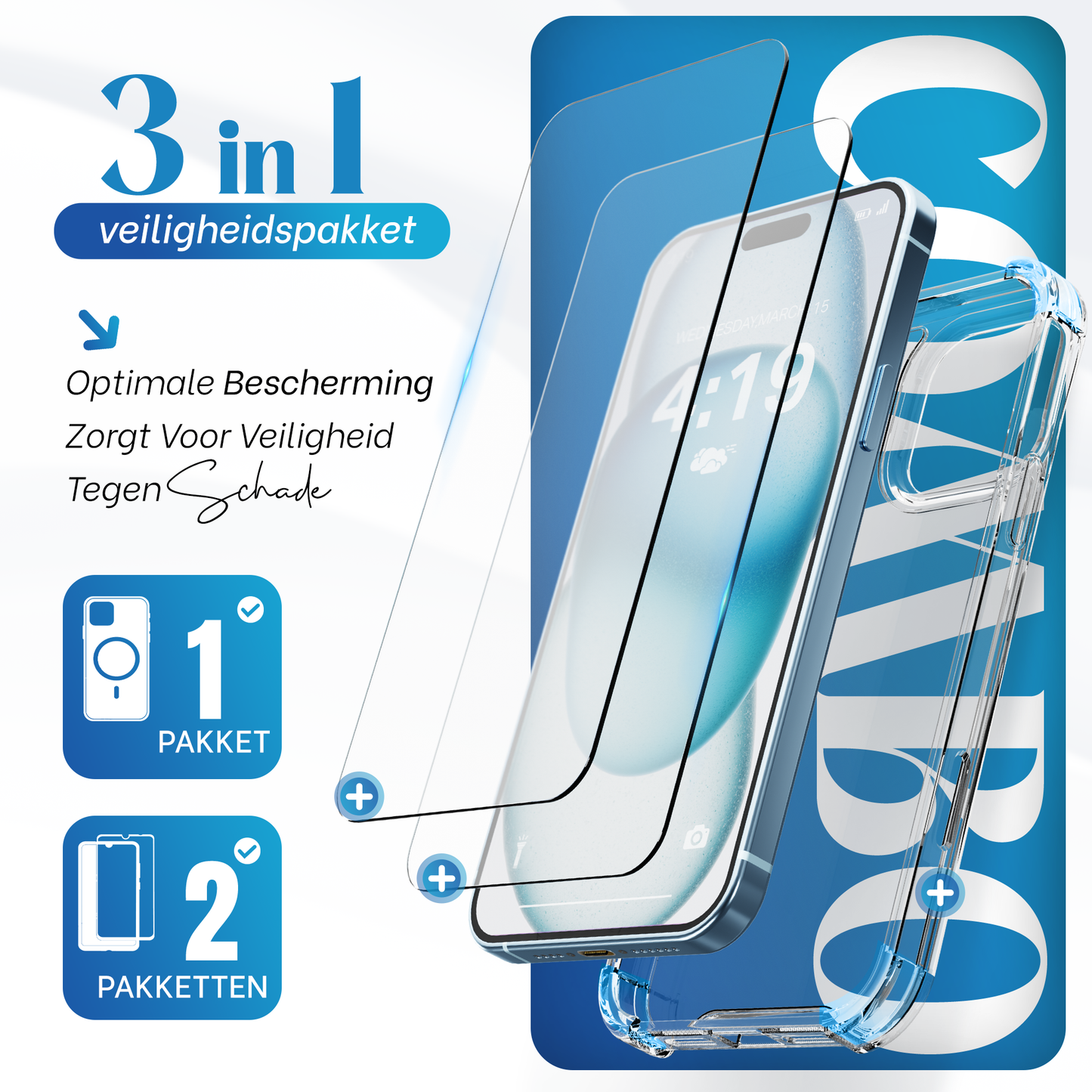 iTech COMBO voor iPhone 15 – Complete 3-in-1 Bescherming