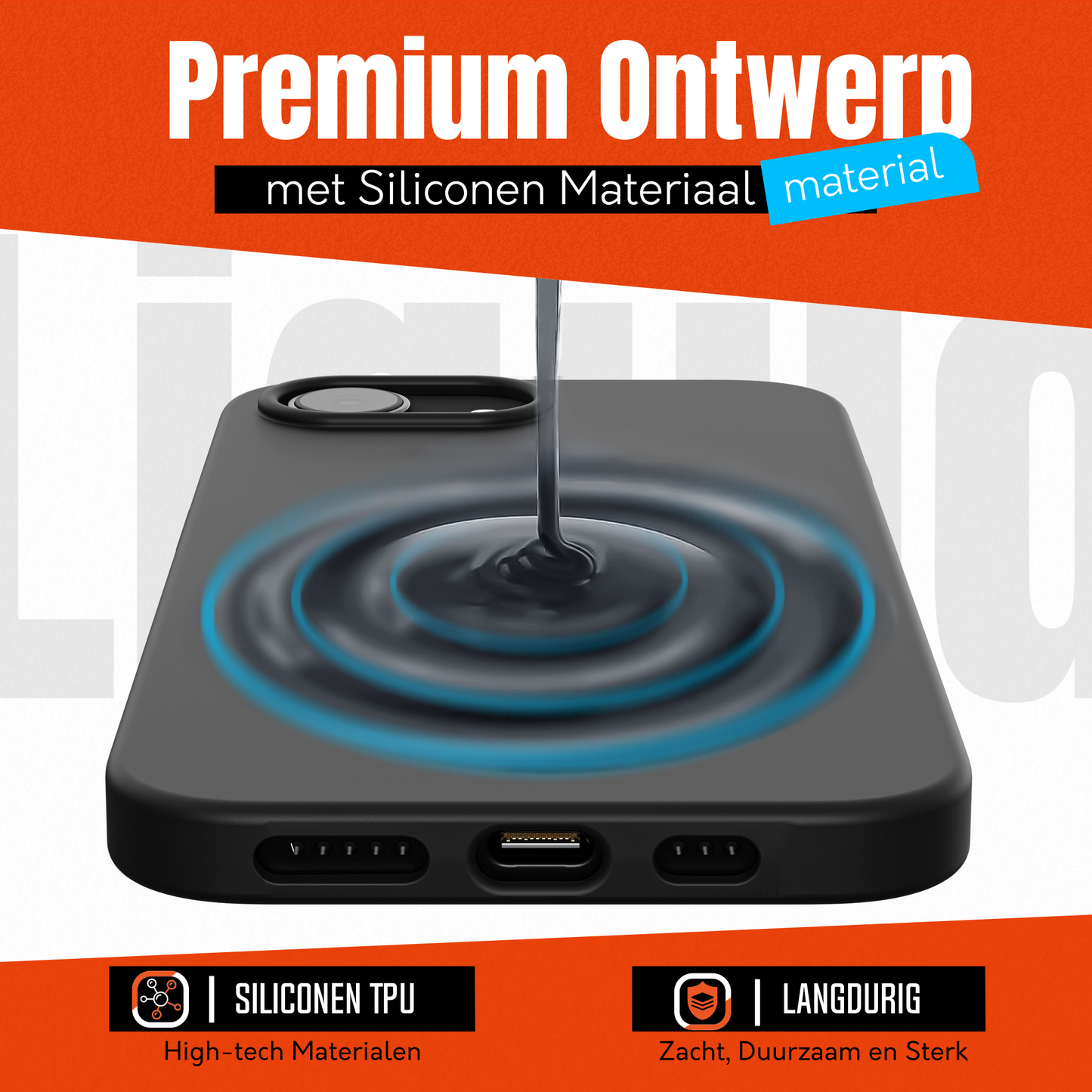 My Case Zwarte Siliconen Hoes voor iPhone 16e – Slank Maar Beschermend