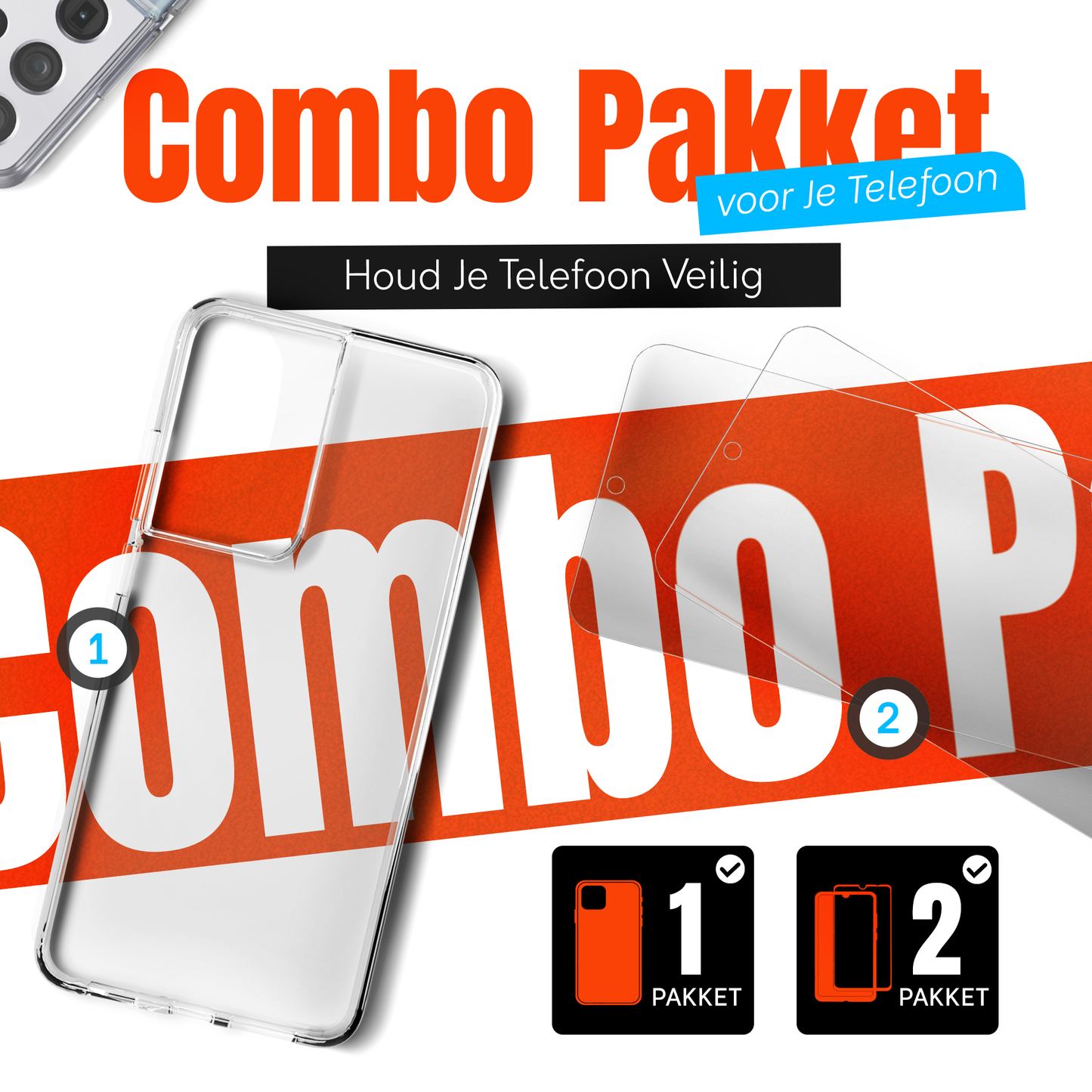 My Case Combo: Transparante Hoes met 2 Screenprotectors voor Samsung Galaxy S21 Ultra – Extra Veiligheid