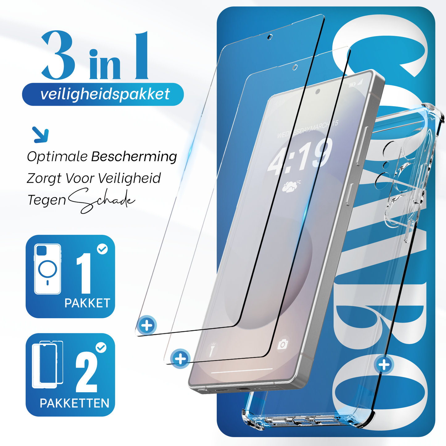 iTech Combo: 2 Screenprotectors & 1 Bumper Hoes voor Samsung Galaxy S25 Ultra – 3-in-1 Bescherming