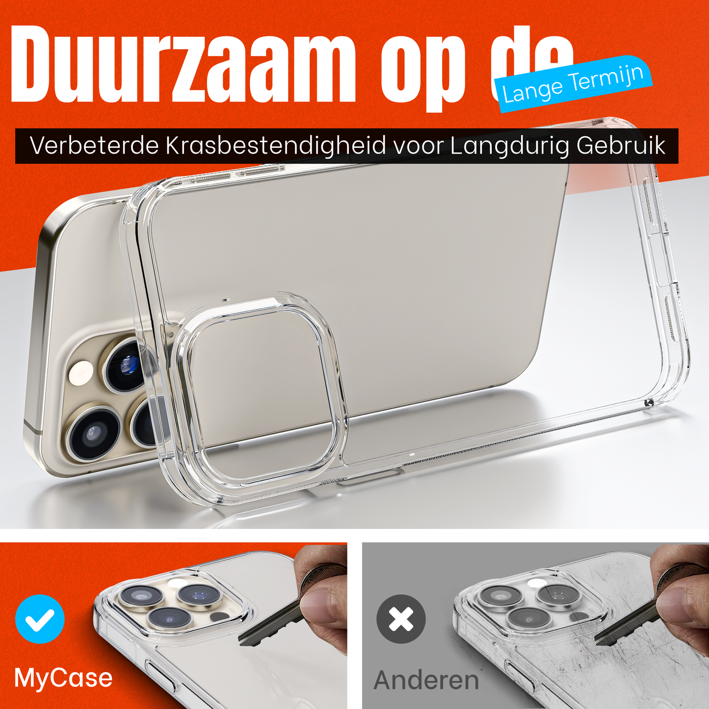 My Case Transparante Hoes voor iPhone 15 Pro – Langdurig Helder