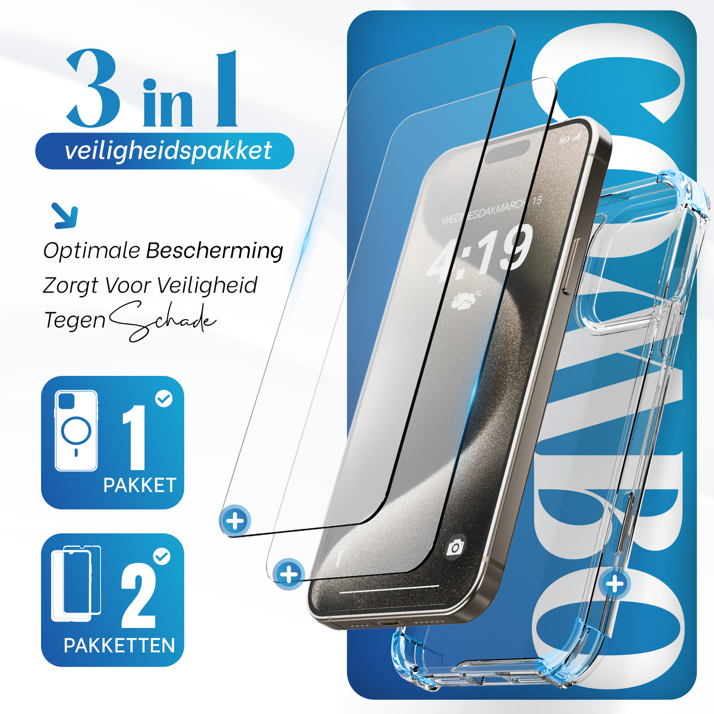 iTech COMBO voor iPhone 15 Pro – Complete 3-in-1 Bescherming