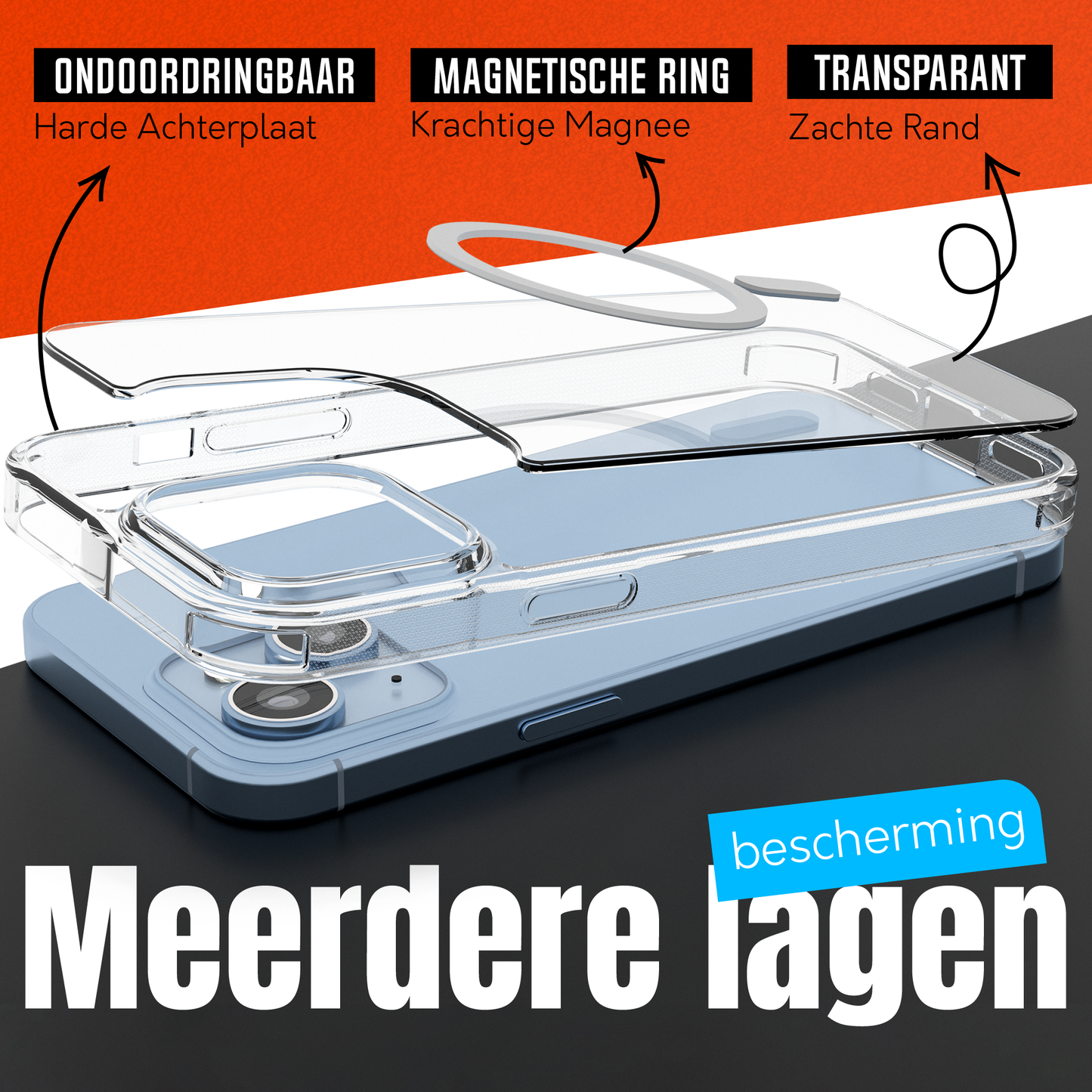 My Case Transparant MagSafe Hoesje voor iPhone 14 plus – Slank, Sterk & MagSafe-Klaar