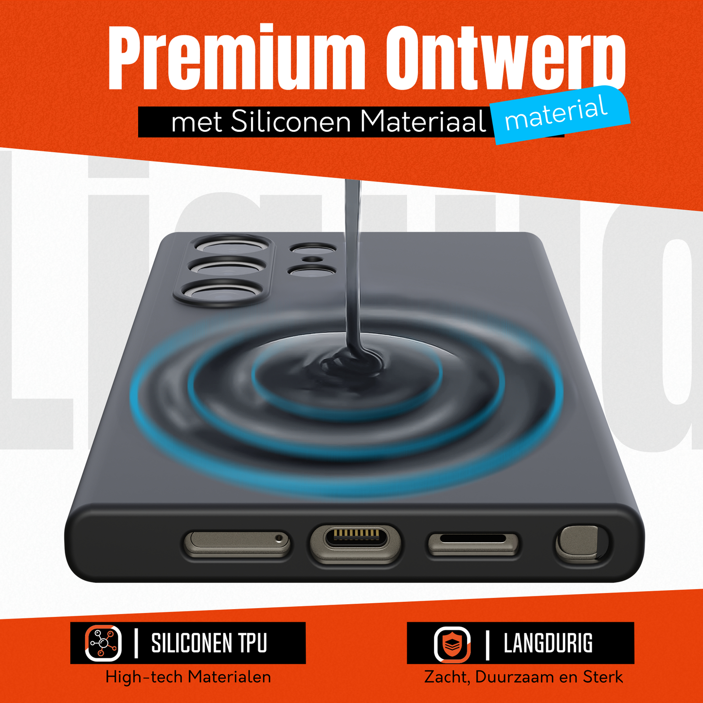 My Case Zwarte Siliconen Hoes voor Samsung Galaxy S24 Ultra – Slank Maar Beschermend