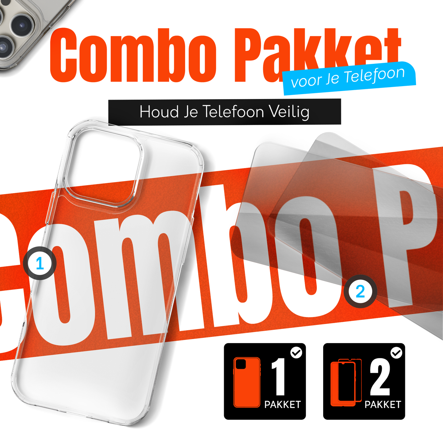 My Case Combo: Transparante Hoes met 2 Screenprotectors voor iPhone 16 Pro Max – Extra Veiligheid