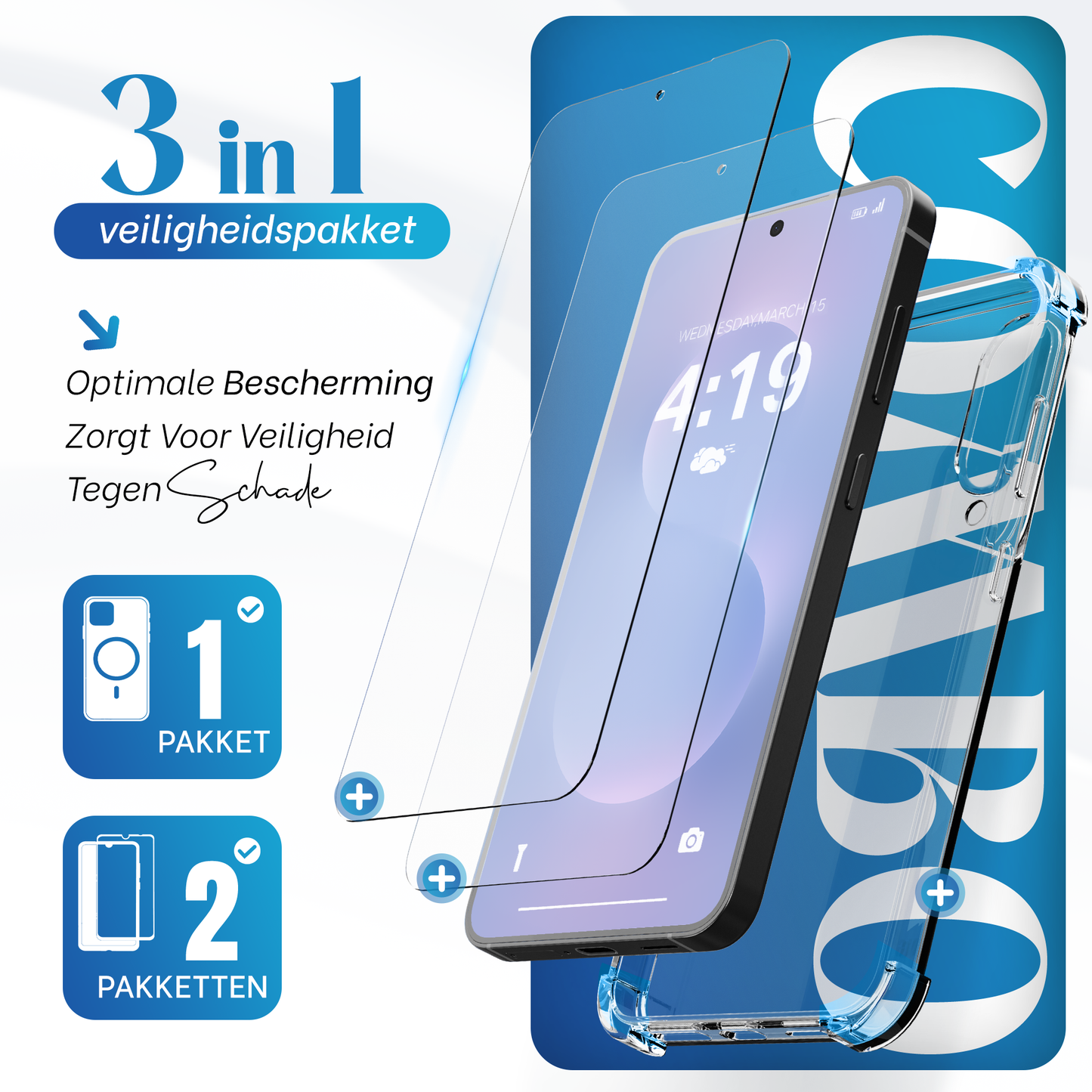 iTech Combo: 2 Screenprotectors & 1 Bumper Hoes voor Samsung Galaxy S25 Edge – 3-in-1 Bescherming