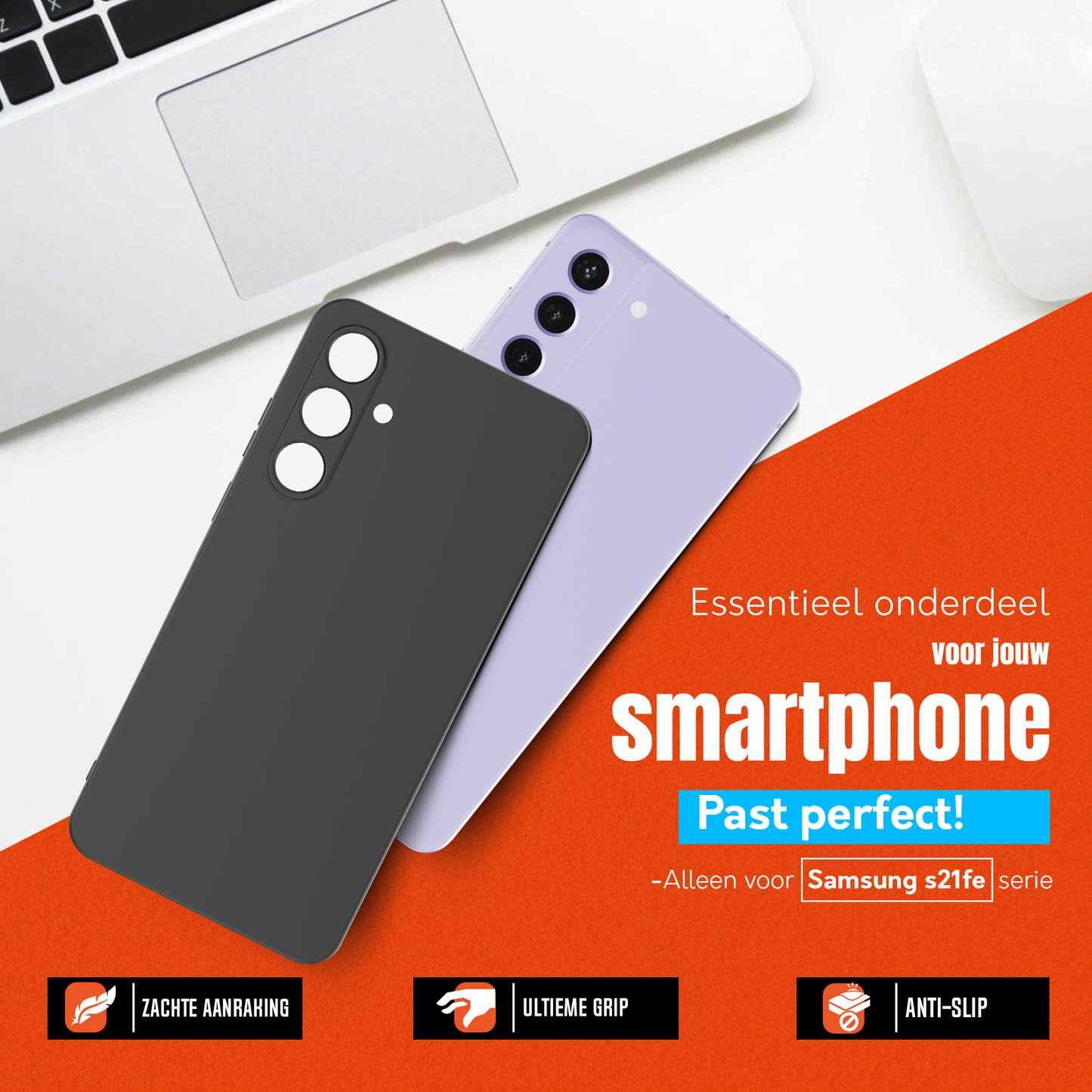 My Case  Zwarte Siliconen Hoes voor Samsung Galaxy S21 FE – Slank Maar Beschermend