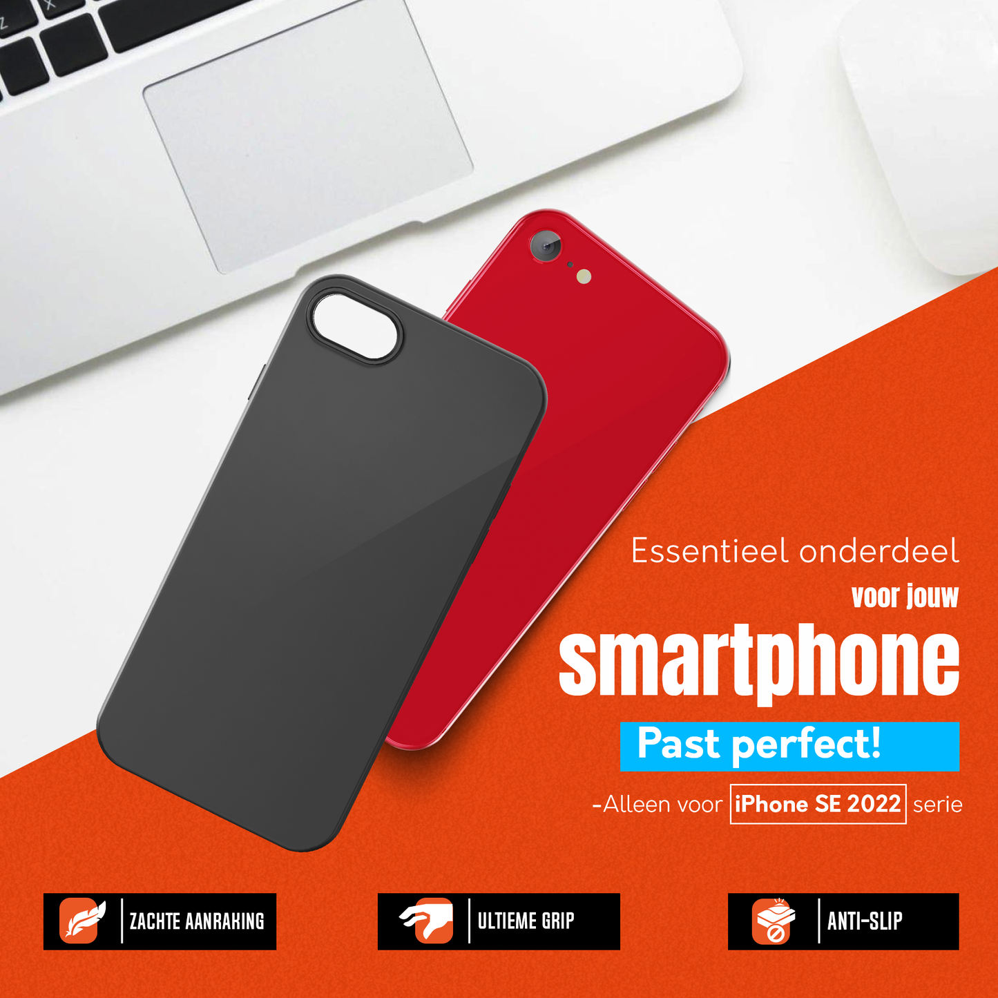 My Case Zwarte Siliconen Hoes voor iPhone SE 2022 – Slank Maar Beschermend