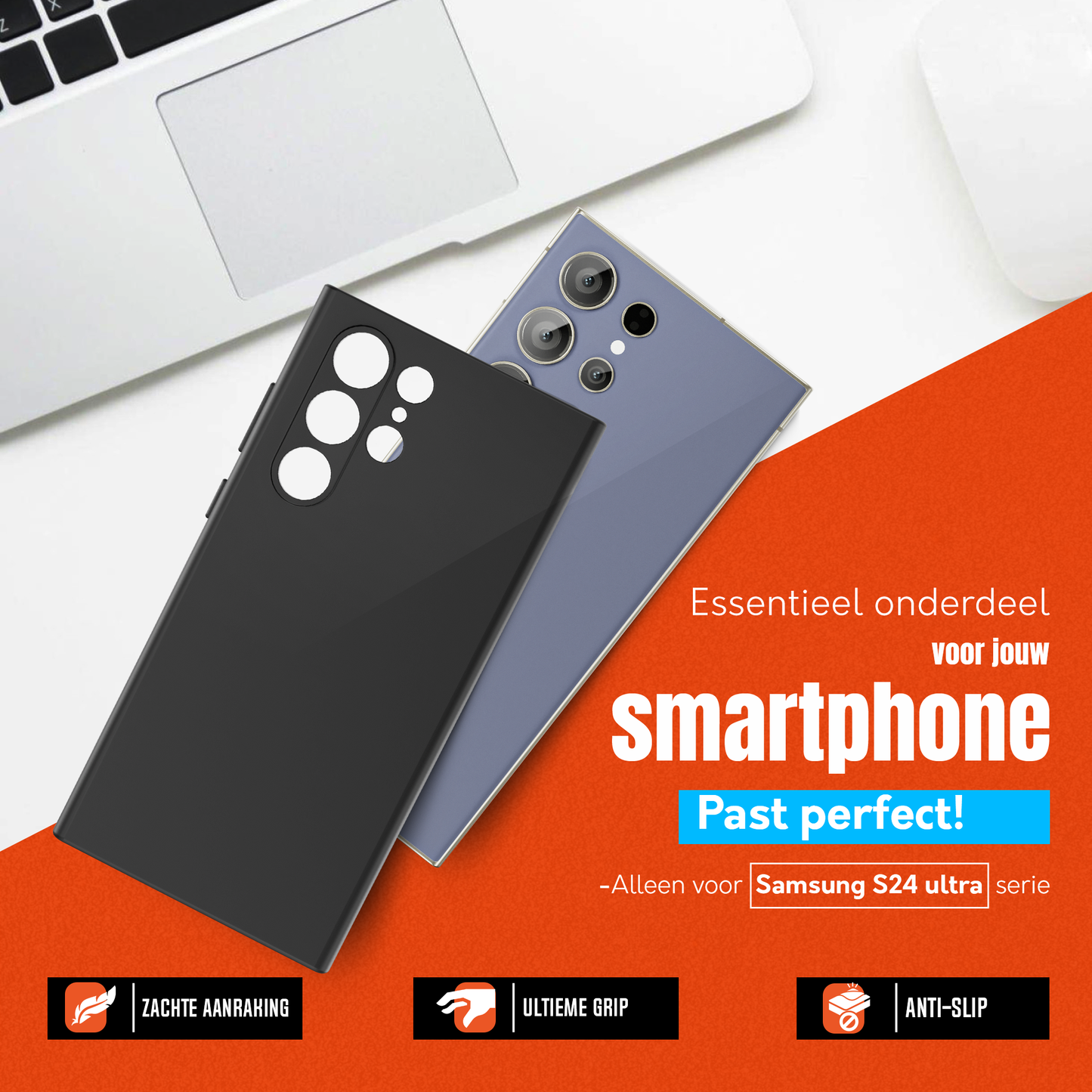 My Case Zwarte Siliconen Hoes voor Samsung Galaxy S24 Ultra – Slank Maar Beschermend