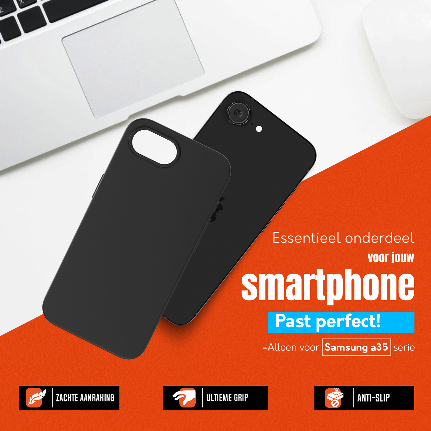 My Case Zwarte Siliconen Hoes voor iPhone 16e – Slank Maar Beschermend